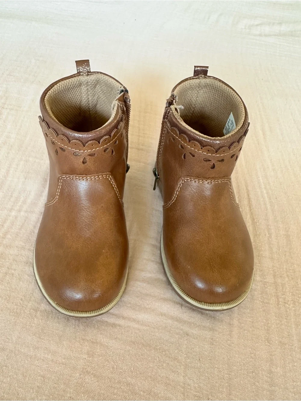 Stride Rite Toddler Tan Brown Scallop Ankle Boots